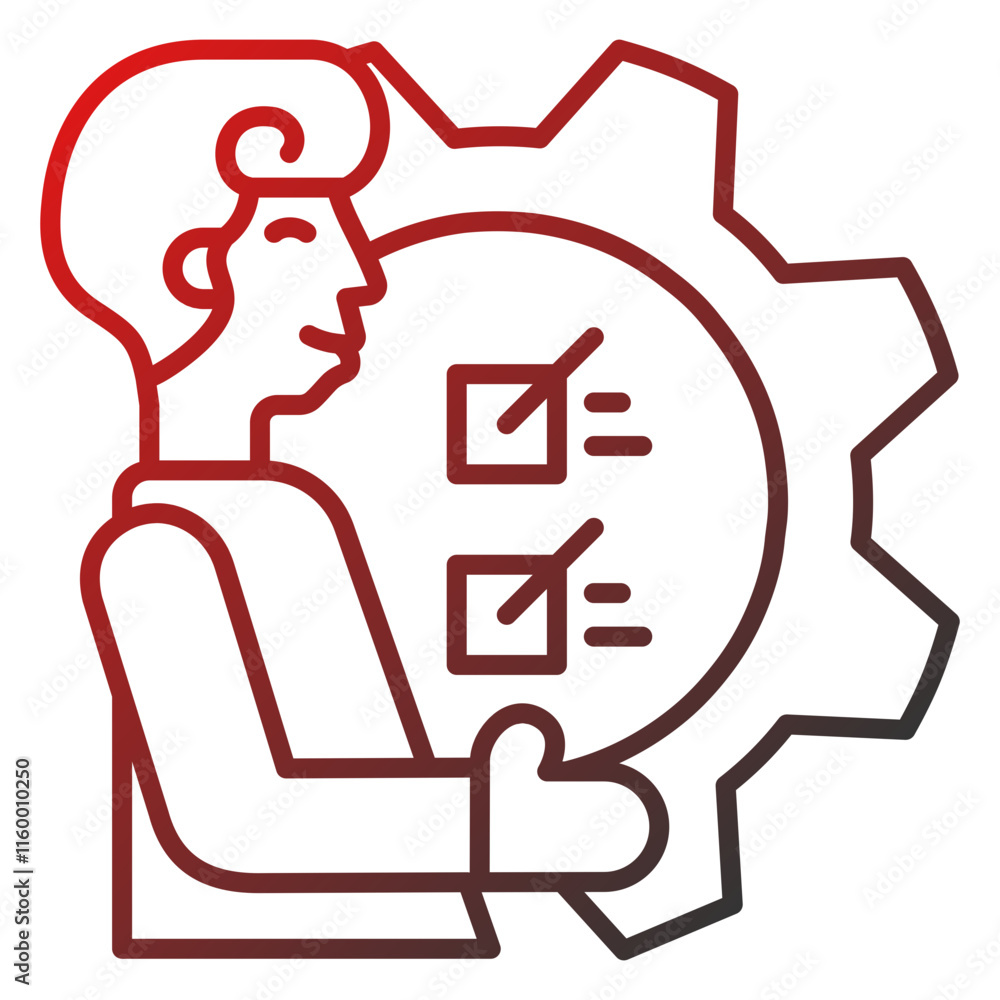 Career advancement icon, red line gradient style Career advancement icon, red line gradient style