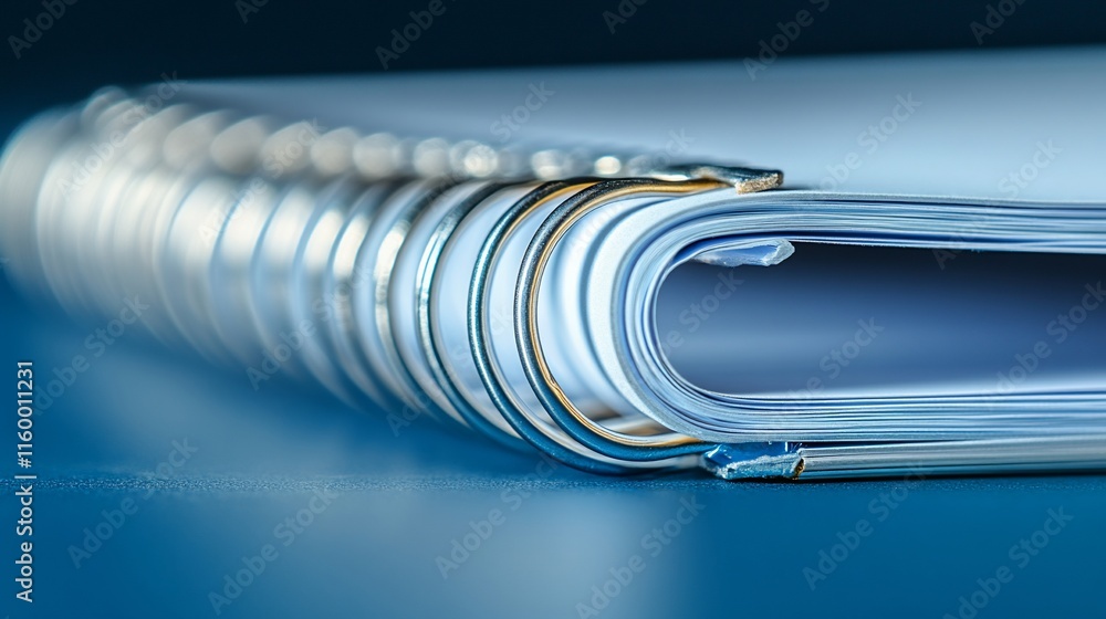 Close-up of a spiral-bound notebook with blank pages. Close-up of a spiral-bound notebook with blank pages.