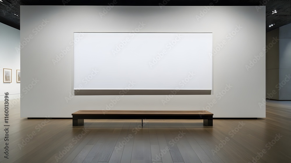 Large blank white wall in a modern gallery space for exhibitions Large blank white wall in a modern gallery space for exhibitions