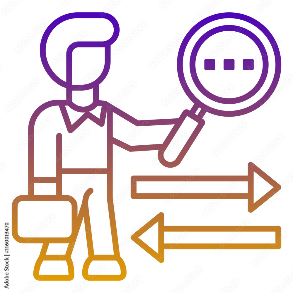 Career advancement icon, purple and yellow line gradient style Career advancement icon, purple and yellow line gradient style