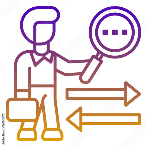 Career advancement icon, purple and yellow line gradient style