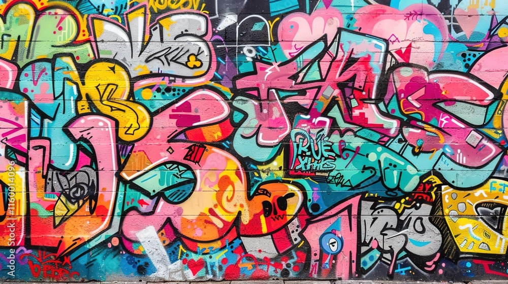 Naklejka premium Urban Graffiti pattern wallpaper