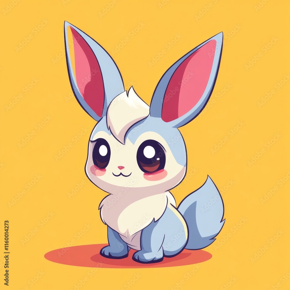 Fototapeta premium Adorable Blue Bunny Rabbit Cartoon Illustration