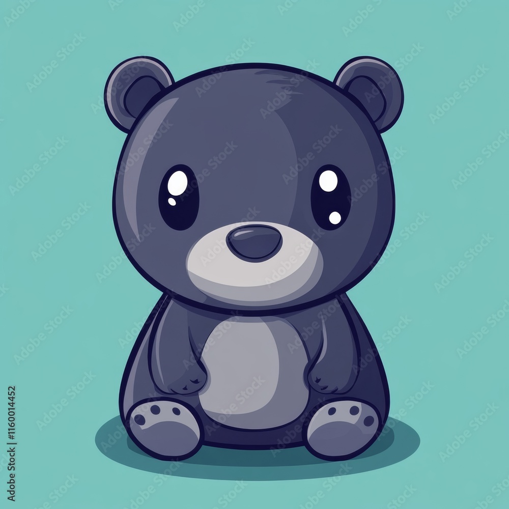 Fototapeta premium Adorable Cartoon Bear Illustration: A Cute Sitting Bear Character Design
