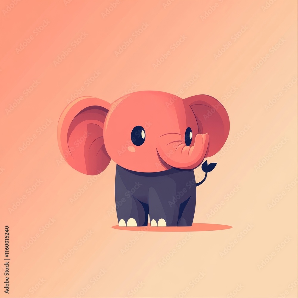 Fototapeta premium Adorable Cartoon Baby Elephant Illustration