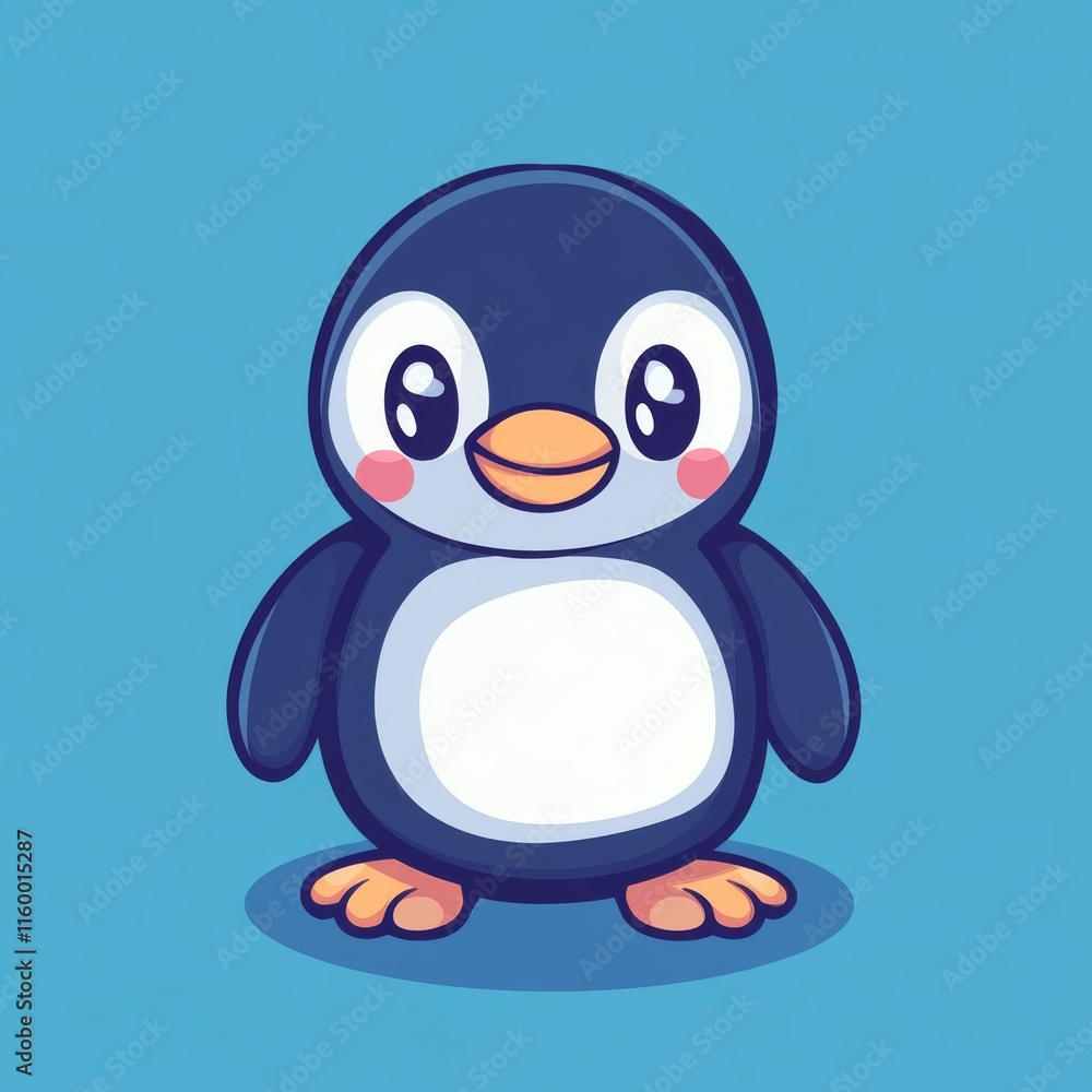 Naklejka premium Adorable Cartoon Penguin Illustration, Cute Winter Bird