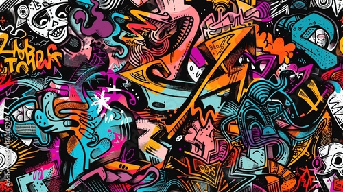 Wallpaper Mural Urban graffiti pattern wallpaper Torontodigital.ca