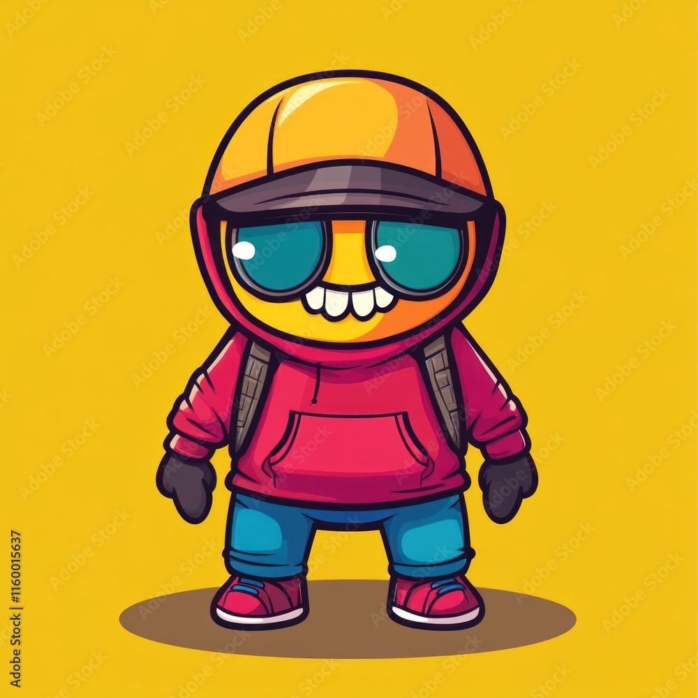 Adventurous Smiley Backpacker: A Vibrant Cartoon Character Illustration Adventurous Smiley Backpacker: A Vibrant Cartoon Character Illustration