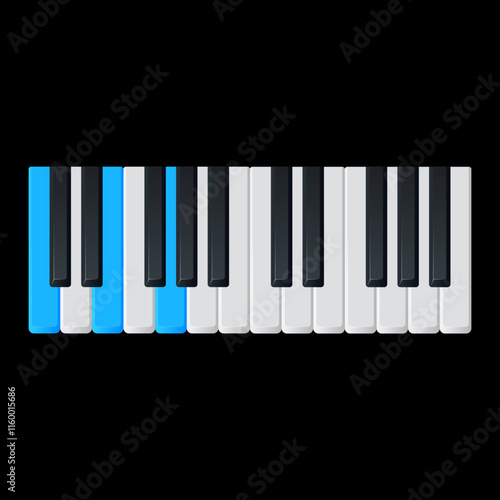 C major piano chord flat vector illustration