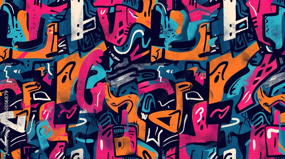 Naklejka premium Urban Graffiti pattern wallpaper
