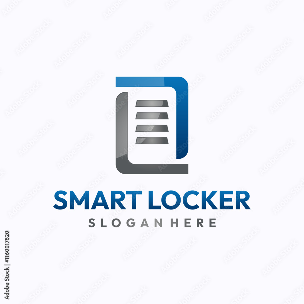 Fototapeta premium Smart locker logo design template. Safe storage technology concept. Creative vector symbol.