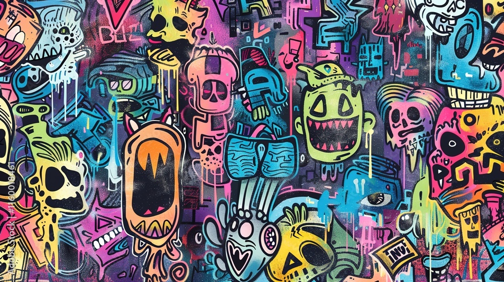 Obraz premium Urban Graffiti pattern wallpaper