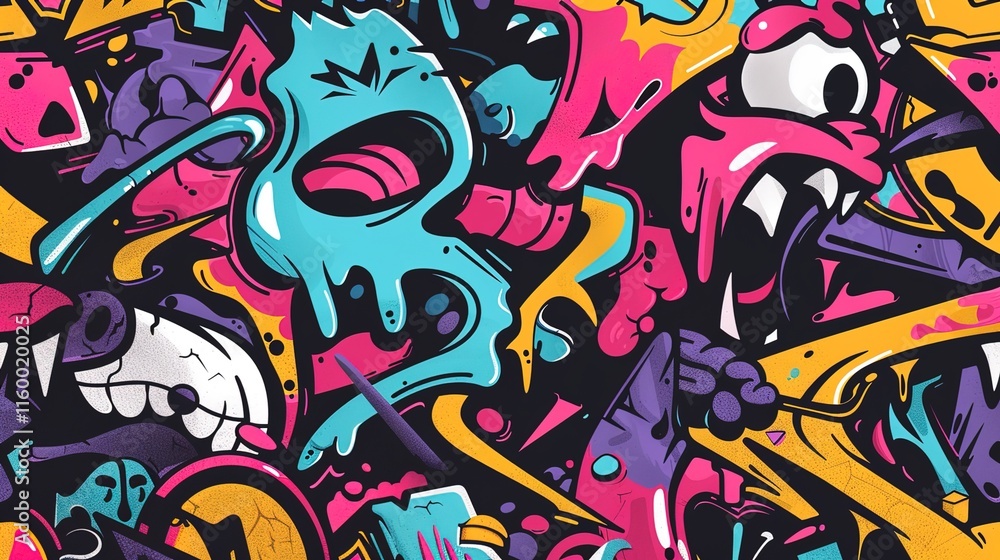 Fototapeta premium Urban Graffiti pattern wallpaper