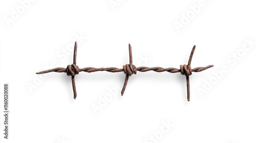 Barbed Wire Fence of a Prison - Isolated on White Background photo