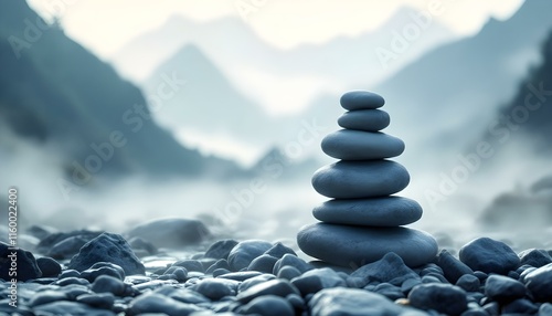 zen, stones, stacked, mist, light, rocky, surface, mountains, misty, towering, background, serene, tranquil, harmony, nature, balance, peaceful, meditative, elegant, scenic, outdoors, natural, calm, photo