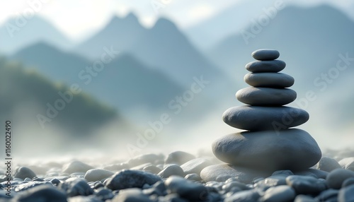 zen, stones, stacked, mist, light, rocky, surface, mountains, misty, towering, background, serene, tranquil, harmony, nature, balance, peaceful, meditative, elegant, scenic, outdoors, natural, calm, photo