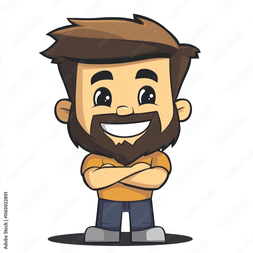 Happy Bearded Man Cartoon Illustration Happy Bearded Man Cartoon Illustration