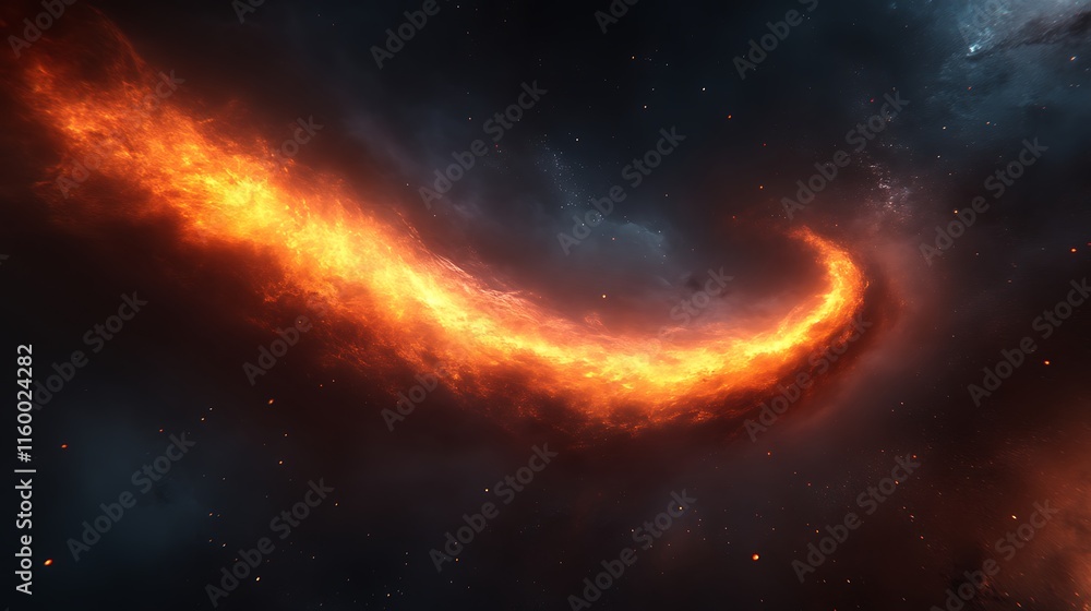 Obraz premium Fiery cosmic swirl in dark space background