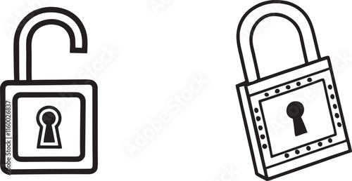 isolated locked and unlocked Vector, locked and unlocked Silhouette, locked and unlocked icon set, locked and unlocked logo,locked and unlocked Vector illustration, Vector Graphic, EPS 10 , clip art w