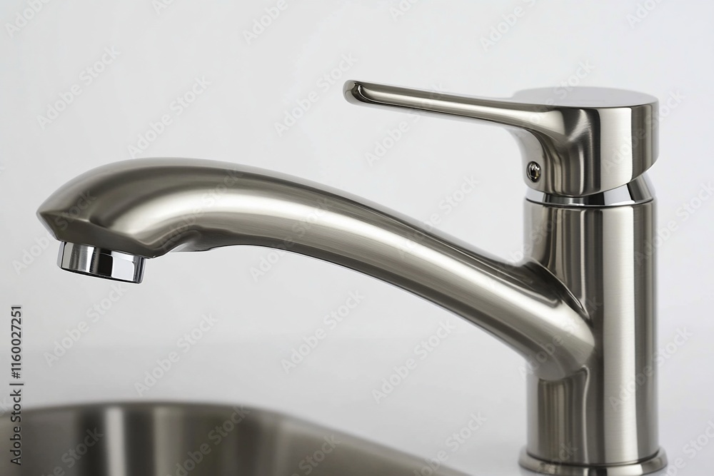 Modern kitchen faucet with a sleek design and functional handle. Modern kitchen faucet with a sleek design and functional handle.