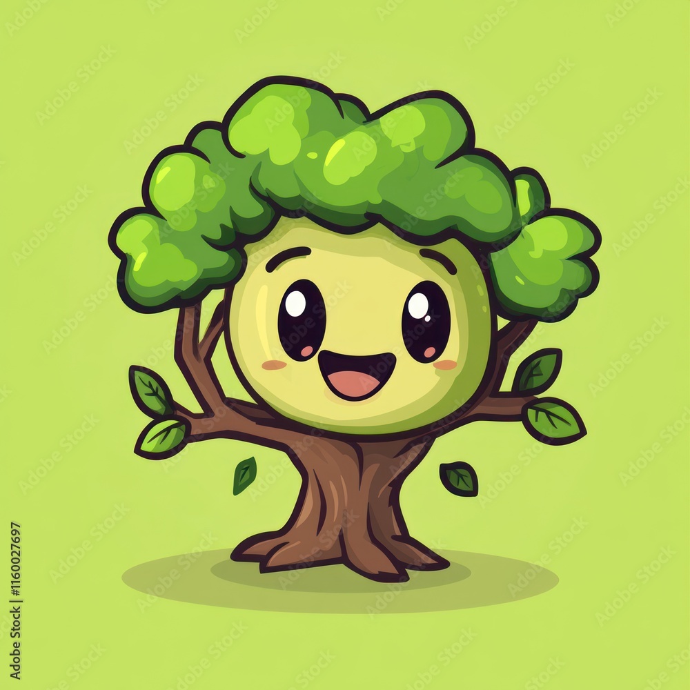 Adorable Happy Tree Character Illustration Adorable Happy Tree Character Illustration