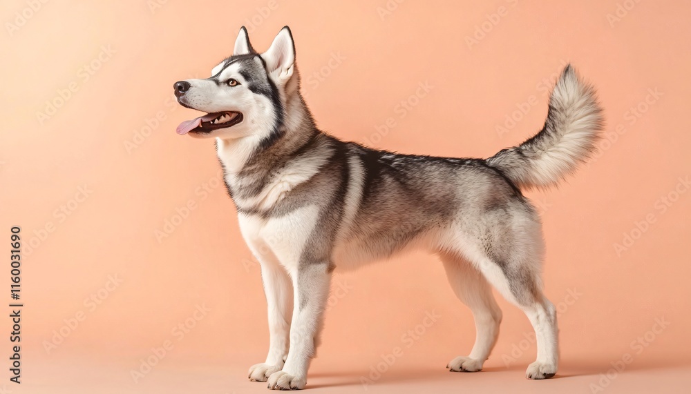 Fototapeta premium Majestic Siberian Husky Standing Gracefully on a Soft Background