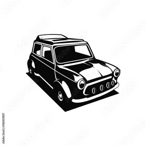 vintage cooper car legend. isolated monochrome black and white vector design. view from the front. best for logo, badge, emblem, icon, sticker design. available in eps 10
