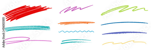 colorful marker scribble line set