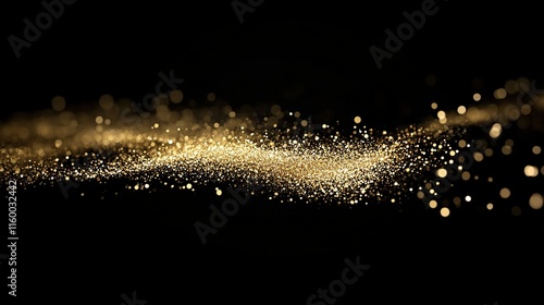 Gold Glitter Particles Flow with Shallow Depth of Field Underwater, Creating a Holiday Magic Shimmering Luxury Background with Festive Sparkles and Lights