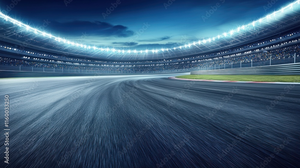 Night race track, speed, motion blur. Night race track, speed, motion blur.