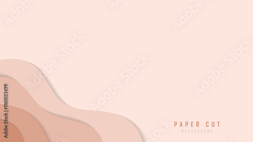 Beige Modern, minimalistic paper art cartoon abstract and white water waves