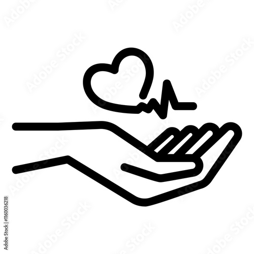 hand heart Line Icon