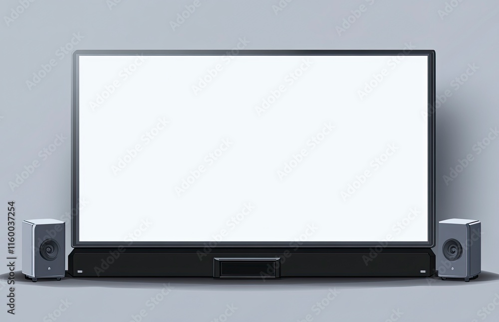 White blank projector screen vector illustration with a gray background White blank projector screen vector illustration with a gray background