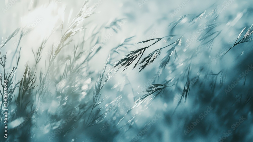 Obraz premium Serene teal grass swaying gently in the breeze.