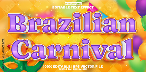 Brazillian carnival editable text effect in modern trend style photo