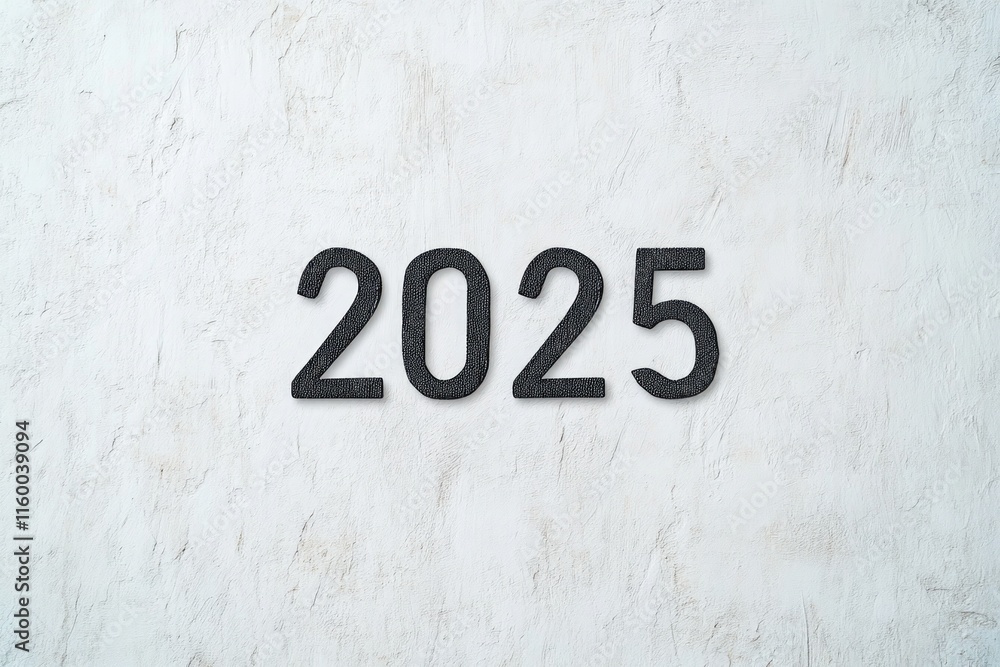 Bold 2025 Numbers on a Textured White Wall Bold 2025 Numbers on a Textured White Wall