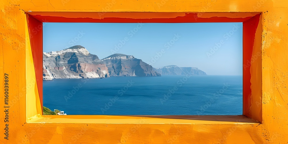 Fototapeta premium Sea view through Santorini arch.