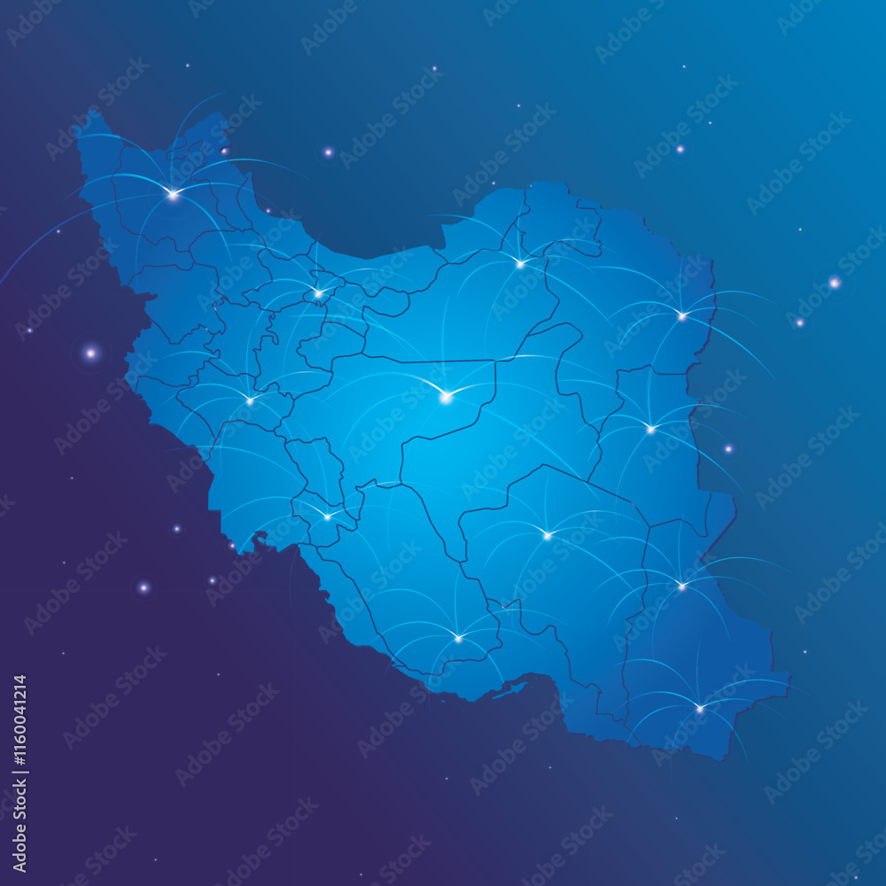 Obraz premium Iran map internet network