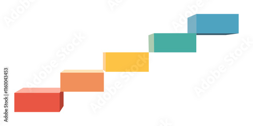 5 steps bar graph vector design on isolated background 