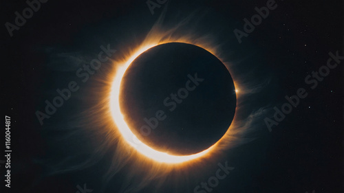 Annular solar eclipse: a celestial spectacle where the moon partially obscures the sun, creating a ring of fire effect. photo