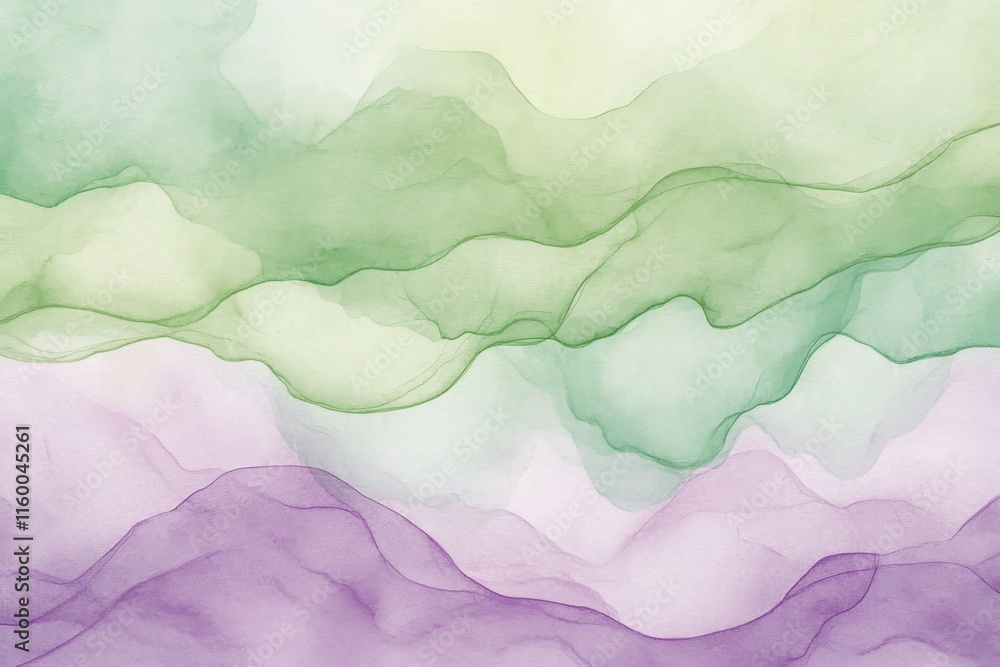 Obraz premium Abstract Fluid Art: Delicate Pastel Green and Purple Hues