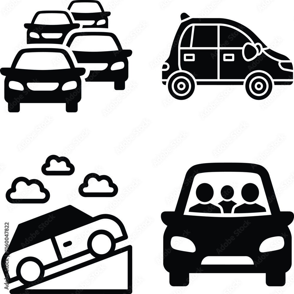 A black and white icon of a car with a check mark A black and white icon of a car with a check mark