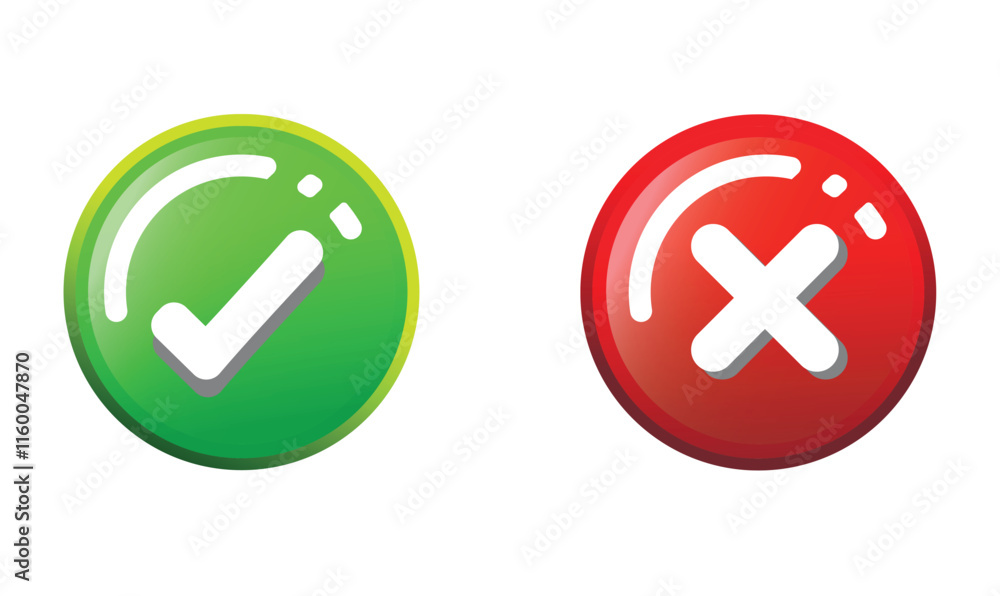 Vector of check Mark And Cross Circles, icon green, red color Vector of check Mark And Cross Circles, icon green, red color