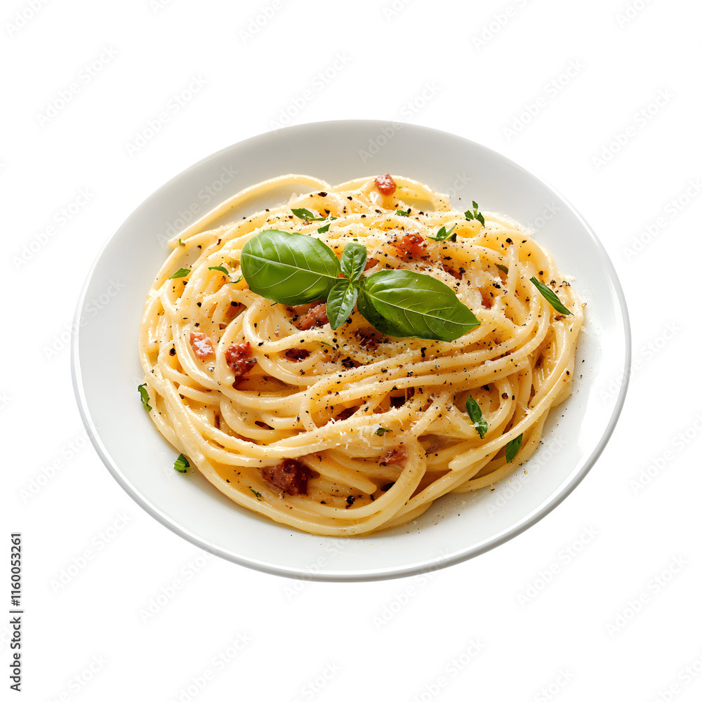Spicy Spaghetti carbonara Isolated On Transparent Background Spicy Spaghetti carbonara Isolated On Transparent Background