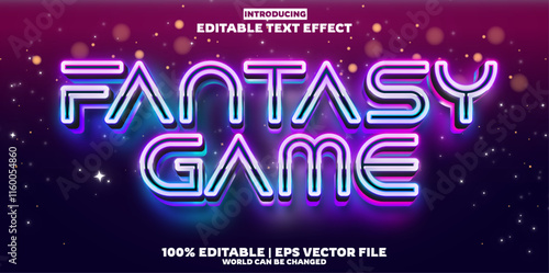 Fantasy game editable text effect in modern trend style