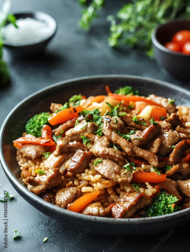 Stir Fry Beef with Broccoli and Bell Peppers in a Delicious AsianInspired Dish : Generative AI