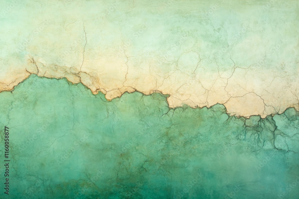 Obraz premium Aged Green Wall Texture with Intricate Cracks