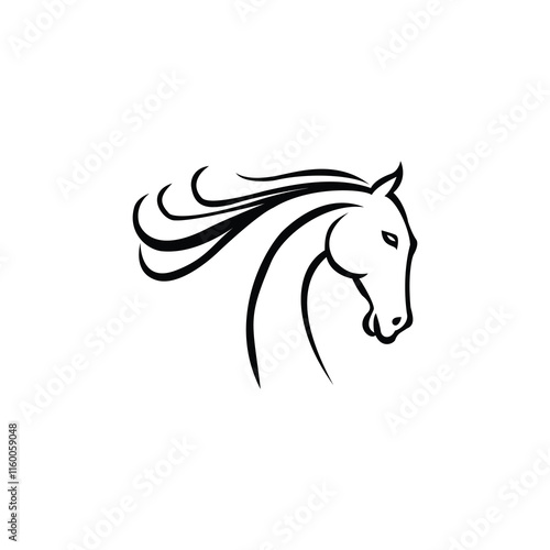 Elegant Horse Head Silhouette with Flowing Mane