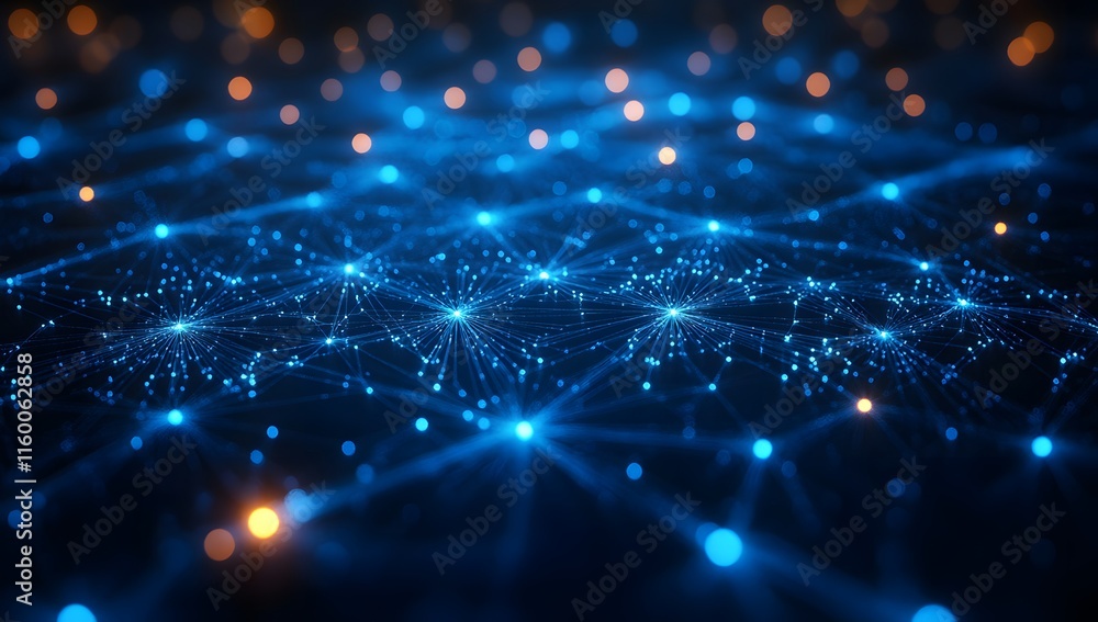 Obraz premium Blue Network Connections – Abstract Digital Background with Connected Nodes and Lines