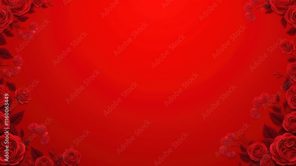 Red Rose Border, Valentines Background - Minimalism Red Rose Border, Valentines Background - Minimalism